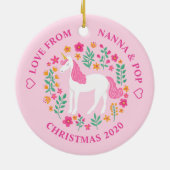 Kleindochter Unicorn Flowers Cute Pink Ornament (Achterkant)