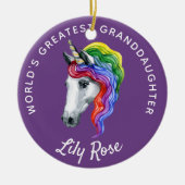 Kleindochter Unicorn - Gepersonaliseerd Keramisch Ornament (Voorkant)