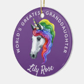 Kleindochter Unicorn - Gepersonaliseerd Keramisch Ornament (Links)