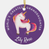 Kleindochter Unicorn Girly, persoonlijk gepersonal Keramisch Ornament (Voorkant)