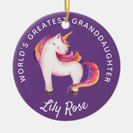 Kleindochter Unicorn Girly, persoonlijk gepersonal Keramisch Ornament (Voorkant)