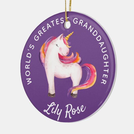 Kleindochter Unicorn Girly, persoonlijk gepersonal Keramisch Ornament (Links)
