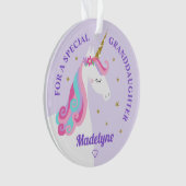 Kleindochter Unicorn Gold Glitter Stars Paarse Ornament (voorkant)
