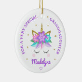Kleindochter Unicorn Purple Flowers gepersonalisee Keramisch Ornament (Rechts)