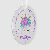 Kleindochter Unicorn Purple Flowers gepersonalisee Ornament (voorkant)