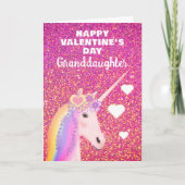 Kleindochter Unicorn Valentijnsdag Glitter Name Feestdagen Kaart (Voorkant)