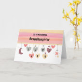 Kleindochter Valentijn Love Hearts Moon Stars Kaart (Gele Bloem)