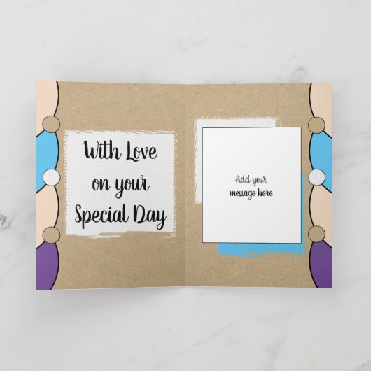 Kleindochter verjaardag blauw wit rustiek kaart (Binnen)