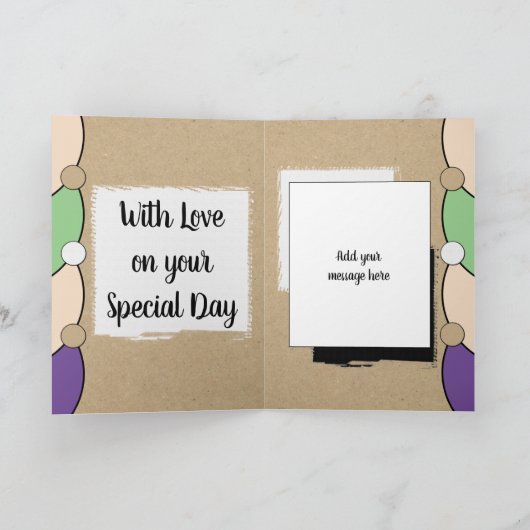 Kleindochter verjaardag groen wit rustiek kaart (Binnen)