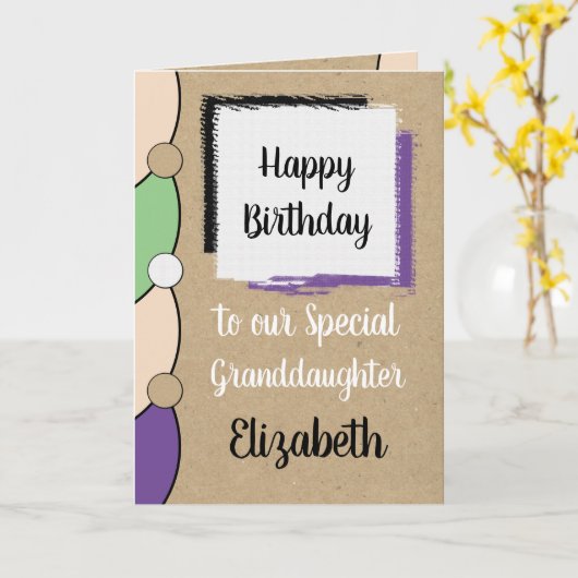 Kleindochter verjaardag groen wit rustiek kaart (Gele Bloem)