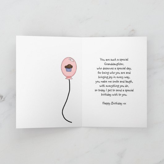 Kleindochter Verjaardag Kaart - Cupcake Princess (Binnen)