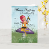 Kleindochter Verjaardag Kaart met Fairy en Chaffin (Gele Bloem)