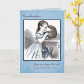 Kleindochter Verjaardag met  Meisje, Mand Kaart (Gele Bloem)