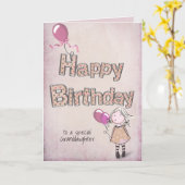 kleindochter verjaardag met roze ballonnen kaart (Gele Bloem)