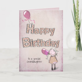 kleindochter verjaardag met roze ballonnen kaart