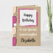 Kleindochter verjaardag roze wit rustiek kaart (Voorkant)