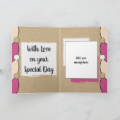 Kleindochter verjaardag roze wit rustiek kaart (Binnen)