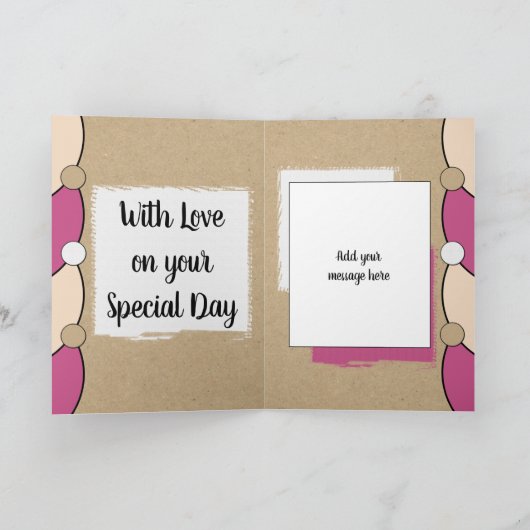 Kleindochter verjaardag roze wit rustiek kaart (Binnen)