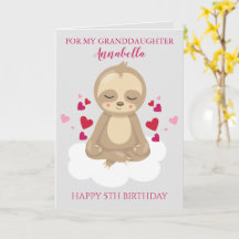 Kleindochter vijfde verjaardag Cute Roze Luiaard F