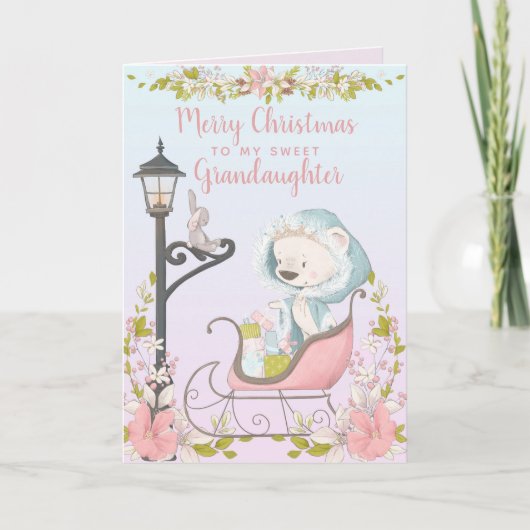 Kleindochter Waterverf kerst met kleindoesprinses Feestdagen Kaart (Voorkant)