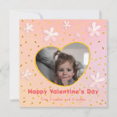Kleindochter Zoete Bloemen Valentijnsdag Foto Feestdagenkaart (Voorkant)