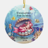 Kleindochter's 1e Schattigee Zeemeermin Oceaan Keramisch Ornament (Voorkant)