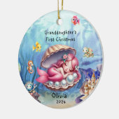 Kleindochter's 1e Schattigee Zeemeermin Oceaan Keramisch Ornament (Links)