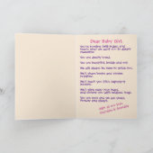 Kleindochter's eerste verjaardag roze teddybeer kaart (Binnen)