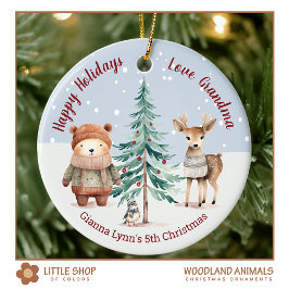 Kleindochters Kerst Woodland Dieren Keramisch Ornament