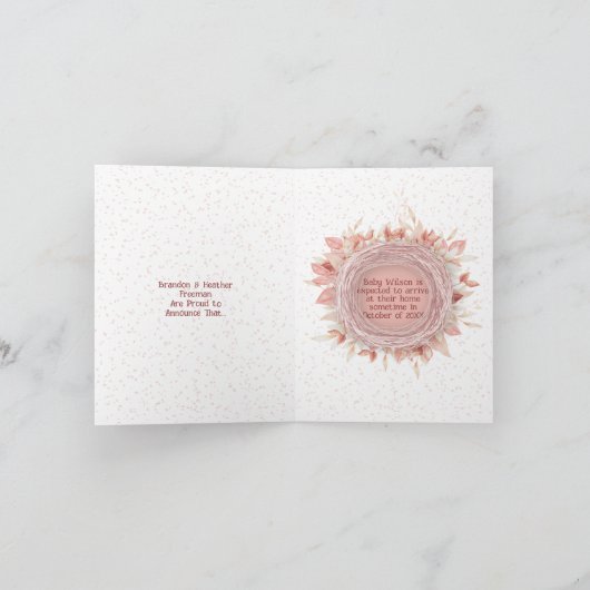 Kleine, 10,2 cm x 14,2 cm gevouwen aankondigingska aankondiging (Binnen)