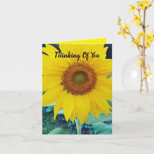 Kleine, 10,2 x 14,2 cm grote gevouwen wenskaart kaart (Gele Bloem)