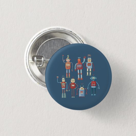 Kleine 1950s Stijlretro-robots Ronde Button 3,2 Cm (Voorkant /achterkant)