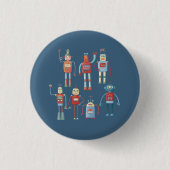 Kleine 1950s Stijlretro-robots Ronde Button 3,2 Cm (Voorkant)