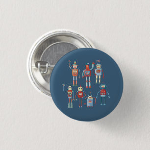 Kleine 1950s Stijlretro-robots Ronde Button 3,2 Cm