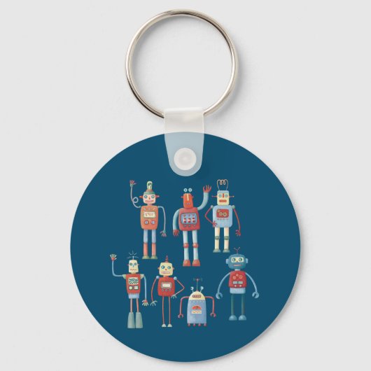 Kleine 1950s Stijlretro-robots Sleutelhanger (Voorkant)