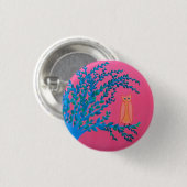 Kleine, 1¼ inch ronde Button, "Owl Tree" Button 3,2 Cm (Voorkant /achterkant)