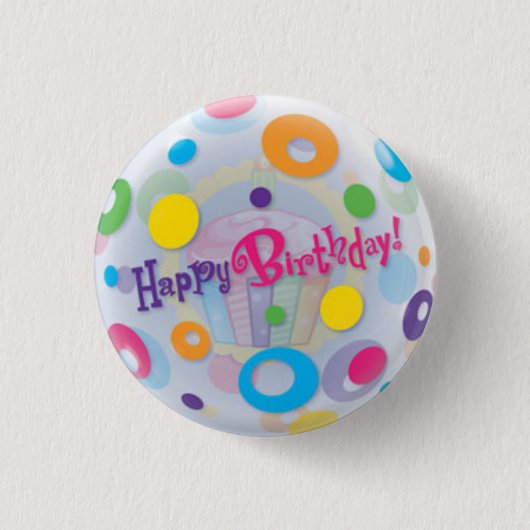 Kleine, 1¼-inch ronde Happy Birthday Button (Voorkant)