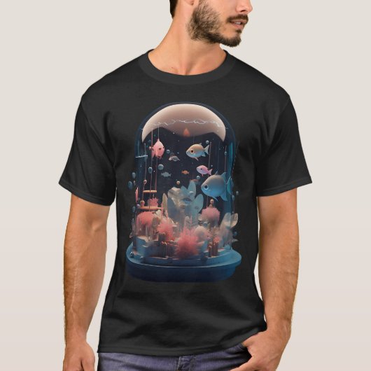 Kleine 3D aquarium T-shirt (Voorkant)
