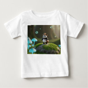 Kleine 3D-panda-onderzoeker in mystiek bos