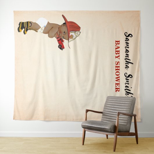 Kleine AA Baby brandweerman Baby shower achtergron Wandkleed (In Situ (horizontaal))