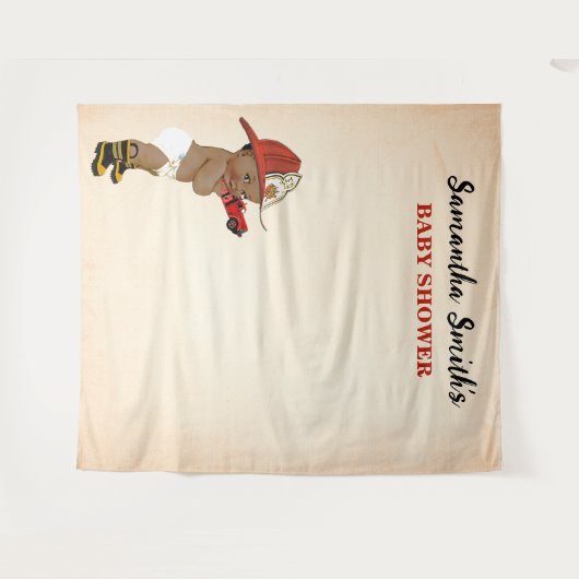 Kleine AA Baby brandweerman Baby shower achtergron Wandkleed (Voorkant (horizontaal))