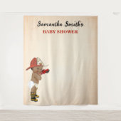 Kleine AA Baby brandweerman Baby shower achtergron Wandkleed (Voorkant)