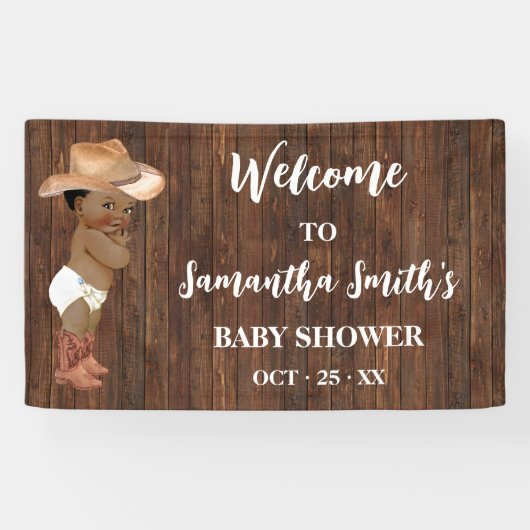 Kleine AA Baby Cowboy Western Welkom Baby Shower Spandoek (Horizontaal)