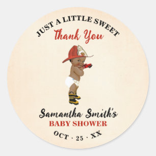 Kleine AA brandweerman rood Baby shower dank u Ronde Sticker