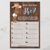 Kleine AA Cowboy Hoe oud was ze Baby shower Game Flyer (Voorkant)