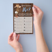Kleine AA Cowboy Hoe oud was ze Baby shower Game Flyer (Hand)