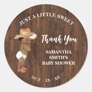 Kleine AA Cowboy Western Baby shower Dank u Ronde Sticker