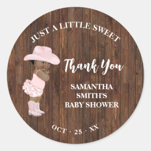 Kleine AA Cowgirl Western Baby shower Dank u Ronde Sticker
