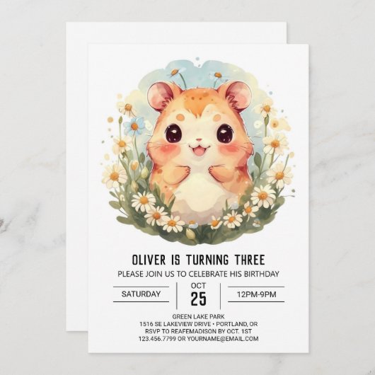 Kleine aangepaste hamster verjaardag kaart (Voorkant / Achterkant)