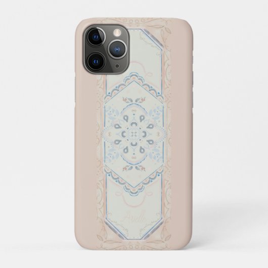 kleine Aangepaste naam Delicate Seashell Medaillon Case-Mate iPhone Case (Achterkant)